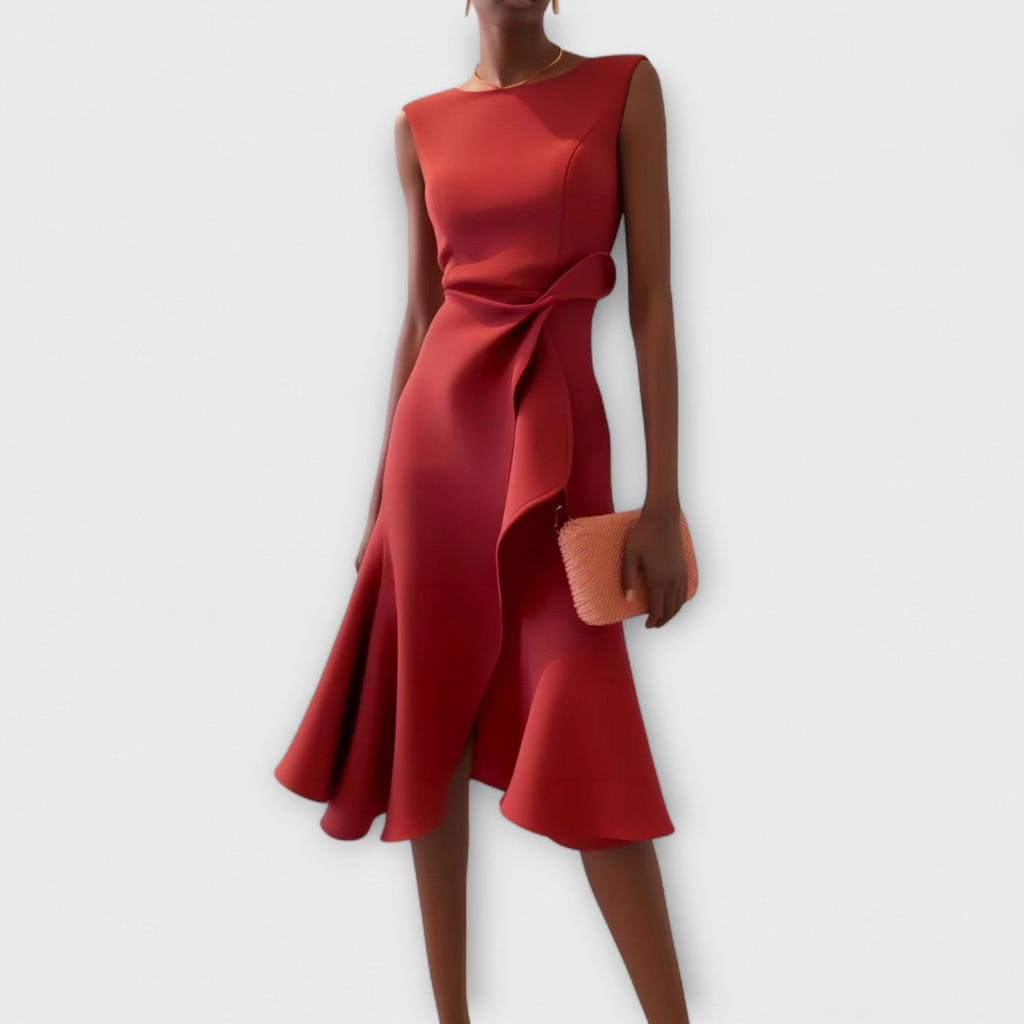 Juliette™ – Robe Midi Drapée Asymétrique Élégante