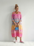 Blake | Robe Midi à Rayures Dégradées
