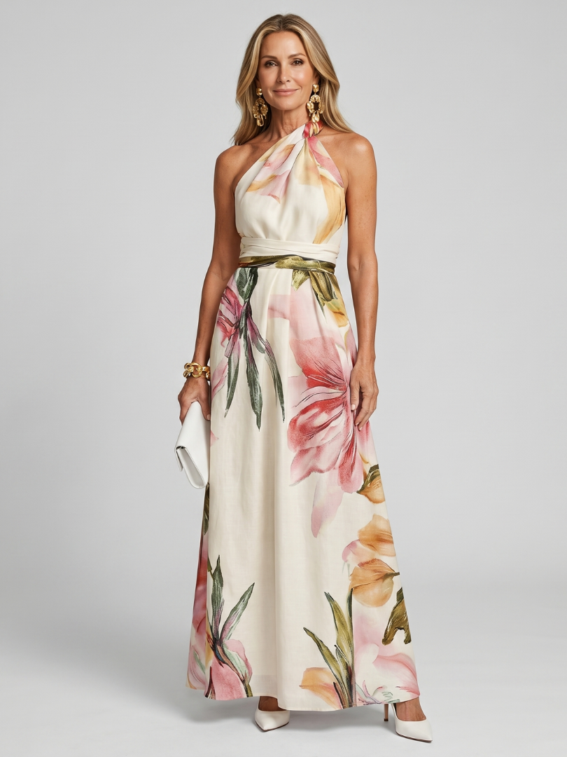 Hester | Robe Maxi à Encolure Halter Fluide