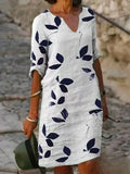 Robe basique pour femmes avec manches mi-longues et imprimé floral