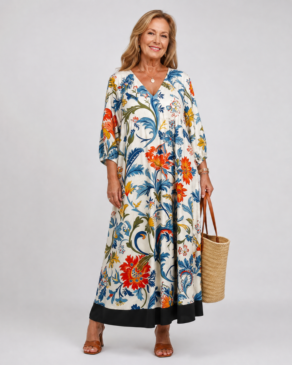 Avenelle | Imprimé Botanique Scroll Robe Midi Poche Quotidienne