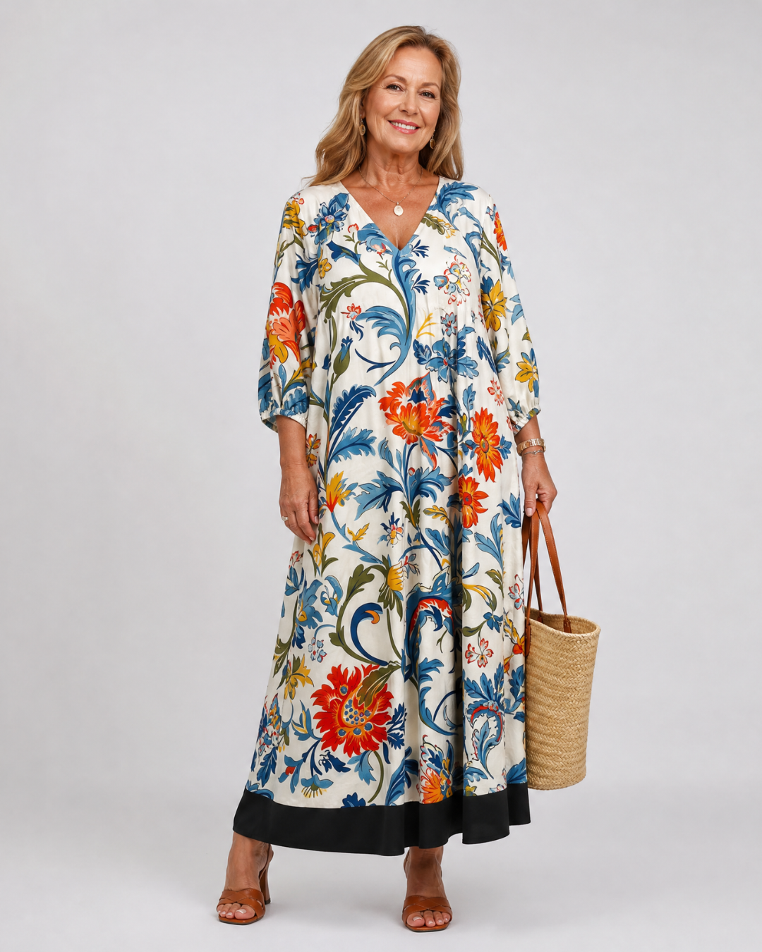 Avenelle | Imprimé Botanique Scroll Robe Midi Poche Quotidienne