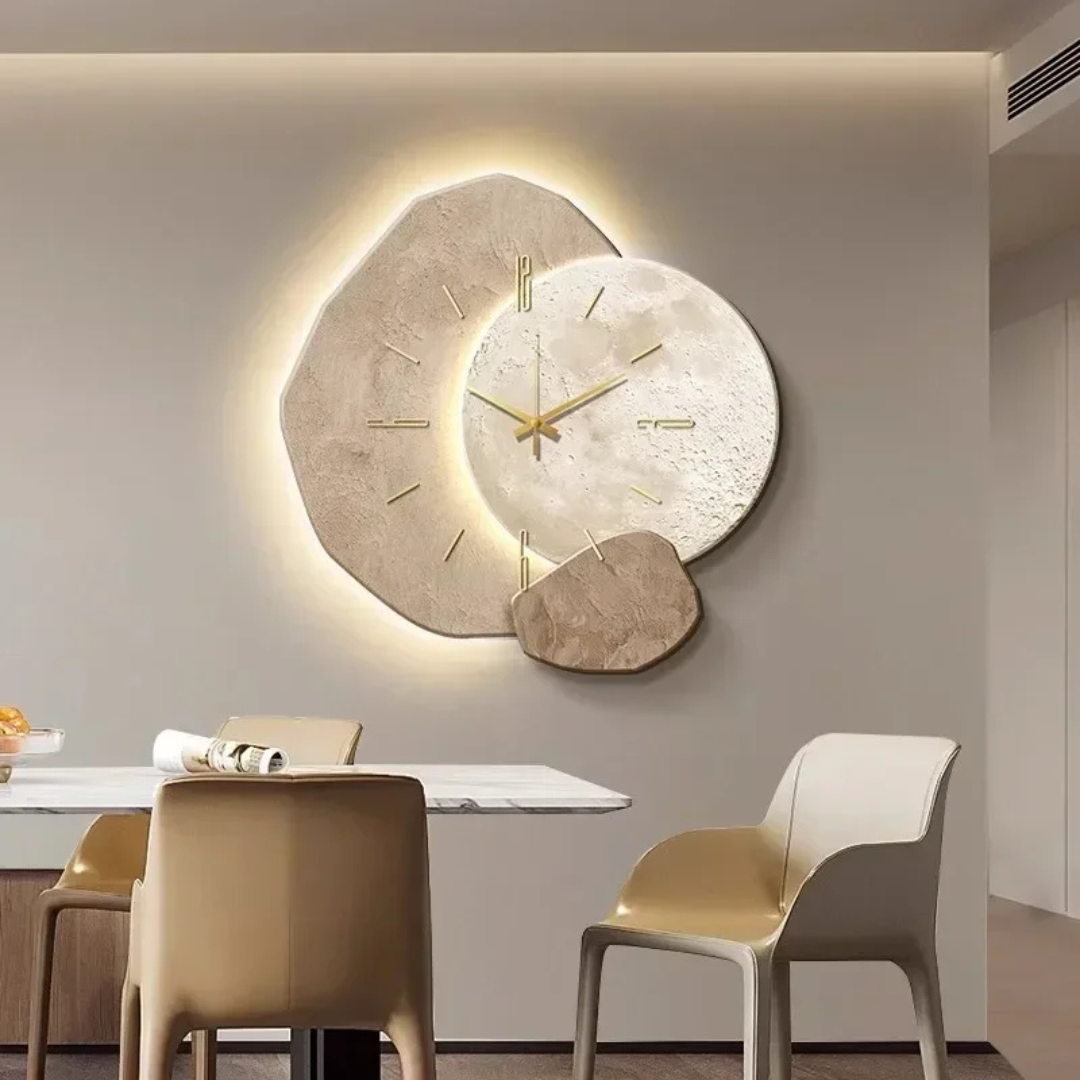 Horloge Murale LunaWood – Élégance Naturelle avec Lumière LED Douce