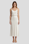 Jupe Midi Femme Taille Haute avec Coupe Drapée