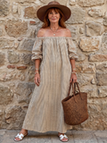 Vika | Robe Midi à Rayures Verticales Décolletée
