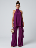 Zareen | Ensemble Top Tunique Asymétrique et Pantalons à Jambes Larges