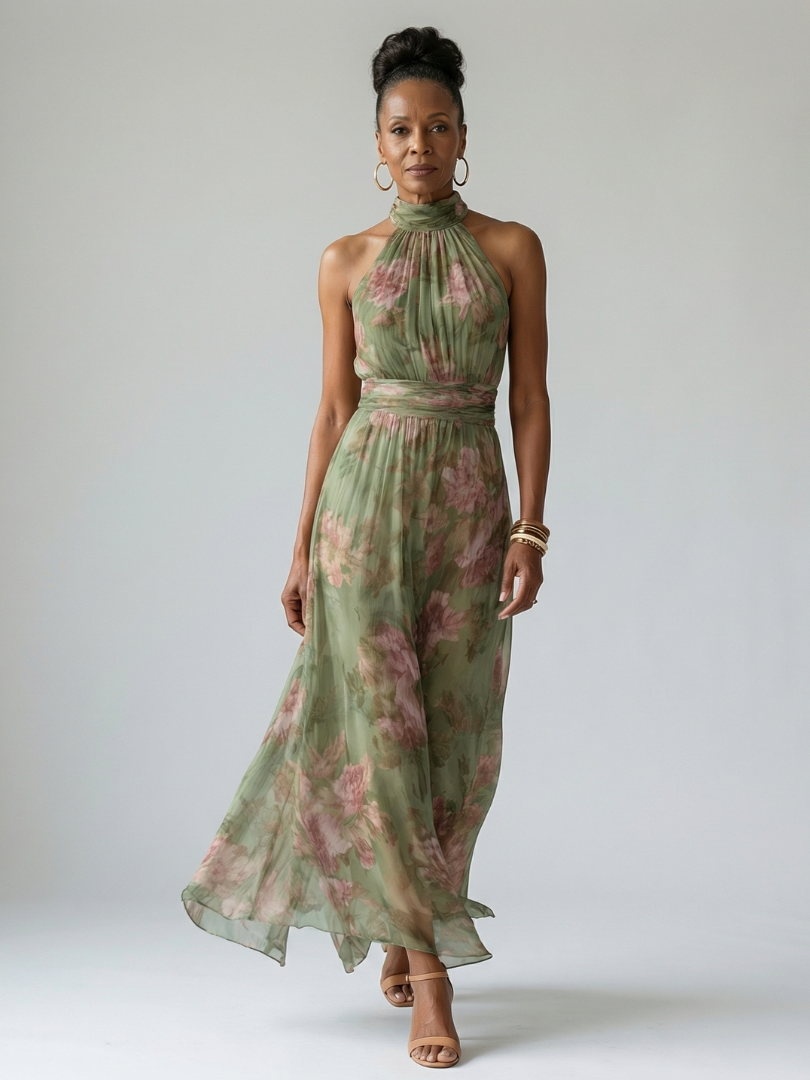Mireille | Robe Midi à Bretelles Rassemblées