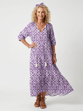 Pénélope | Robe Midi à Franges Imprimée
