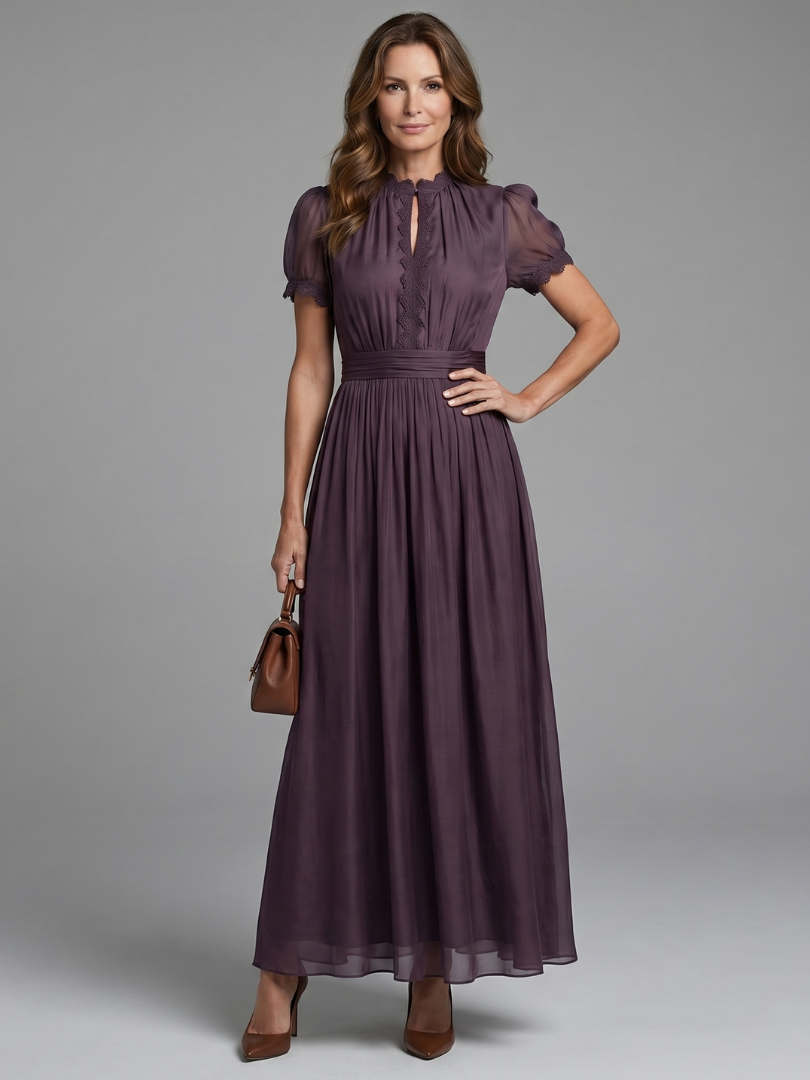 Elia | Robe Maxi à Taille Froncée avec Ouverture en Clef