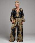 Valoria | Ensemble Blouse Imprimé Baroque et Pantalon Large