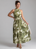 Olivia | Robe Midi à Taille Rassemblée Imprimé Abstrait