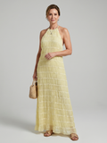 Jolene | Robe maxi ajustée à franges texturées