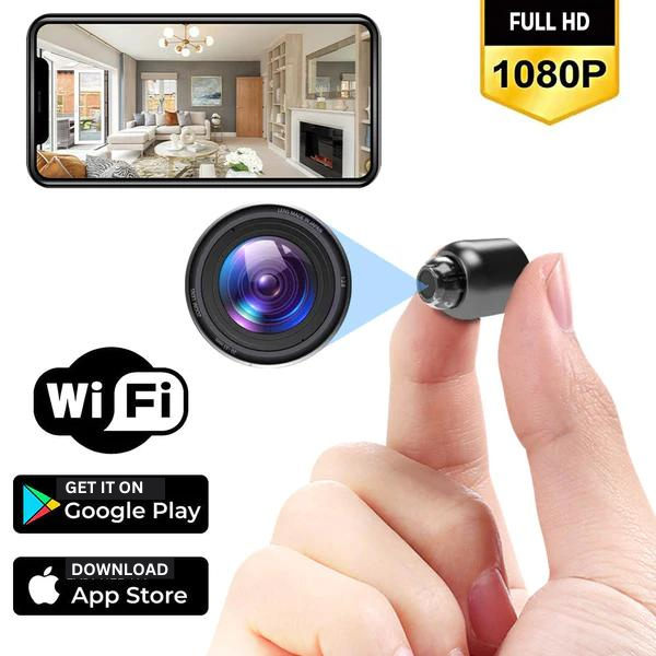 MiniEye Caméra de Sécurité Full HD | Caméra Mini Compacte avec Vision Nocturne & Détection de Mouvement