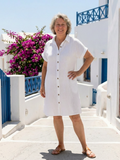 Hélène | Robe à manches courtes avec poche avant, longueur genou