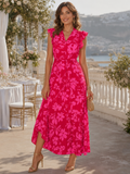 Zame | Robe Midi Sans Manches avec Détail Volanté en V