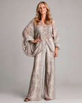 Esmoria | Blouse Drapée Imprimé Serpent Et Ensemble Pantalon Large