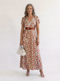 Lyra | Élégante Robe Midi à Fleurs avec Décolleté en V