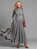 Lana | Robe midi à manches longues et col roulé avec taille définie