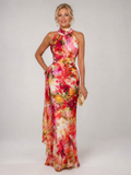 Elisabetta | Robe Maxi à Imprimé Floral avec Col Halter