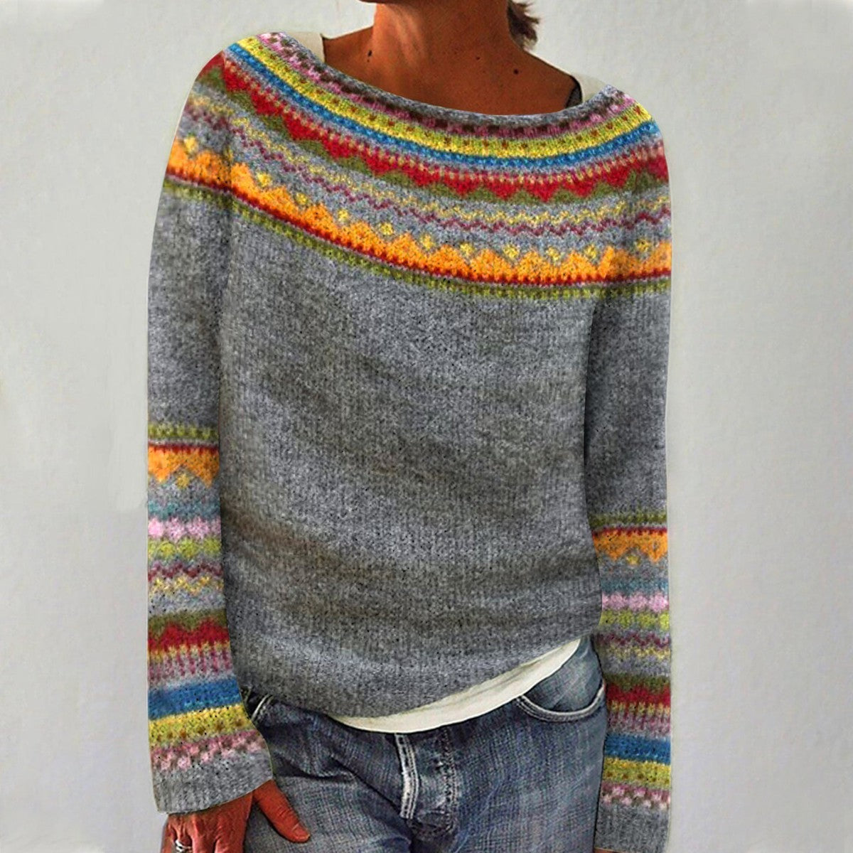 Marguerite - Pull Élégant Vintage Imprimé