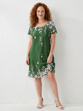 Daphne | Robe Mini à Manches Courtes avec Bord Floral
