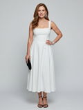 Pallas | Robe midi à bretelles carrées et jupe évasée