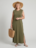Harlow | Robe Midi à Silhouette Droite et Col Ras du Cou