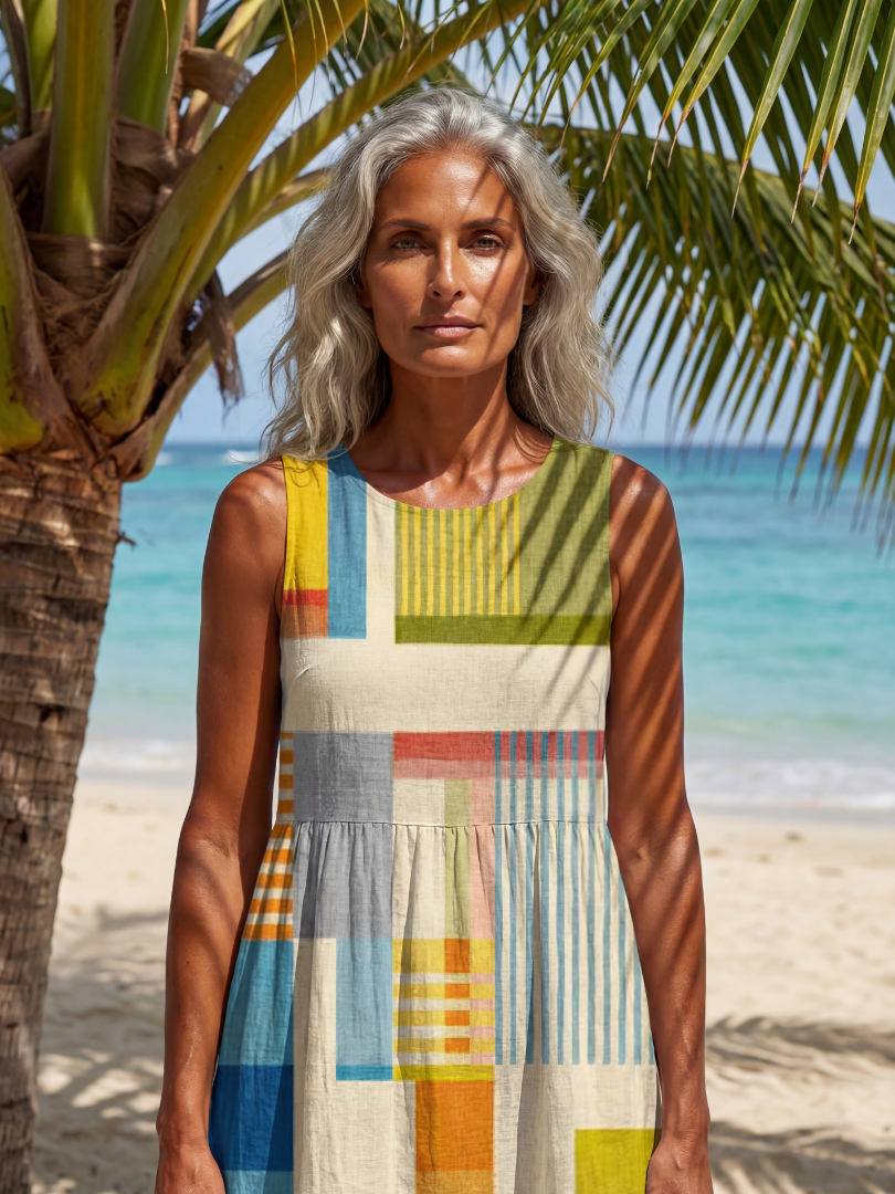 Esme | Robe Midi Peinte en Blocs