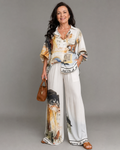 Calyra | Blouse Imprimée Artistique Et Ensemble Pantalons Larges