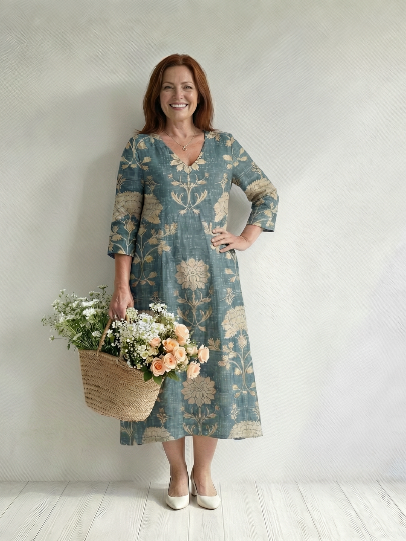 Skye | Robe Midi Florale à Silhouette Douce