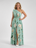 Manios | Robe maxi à imprimé floral à une épaule avec ceinture