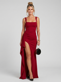 Avis | Robe Maxi Sans Manches à Encolure Carrée et Fente Haute
