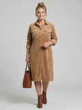 Pema | Robe Midi à Manches Longues avec Poches Patte