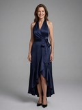 Briony | Robe Haute-Basse à Encolure Halter avec Nœud