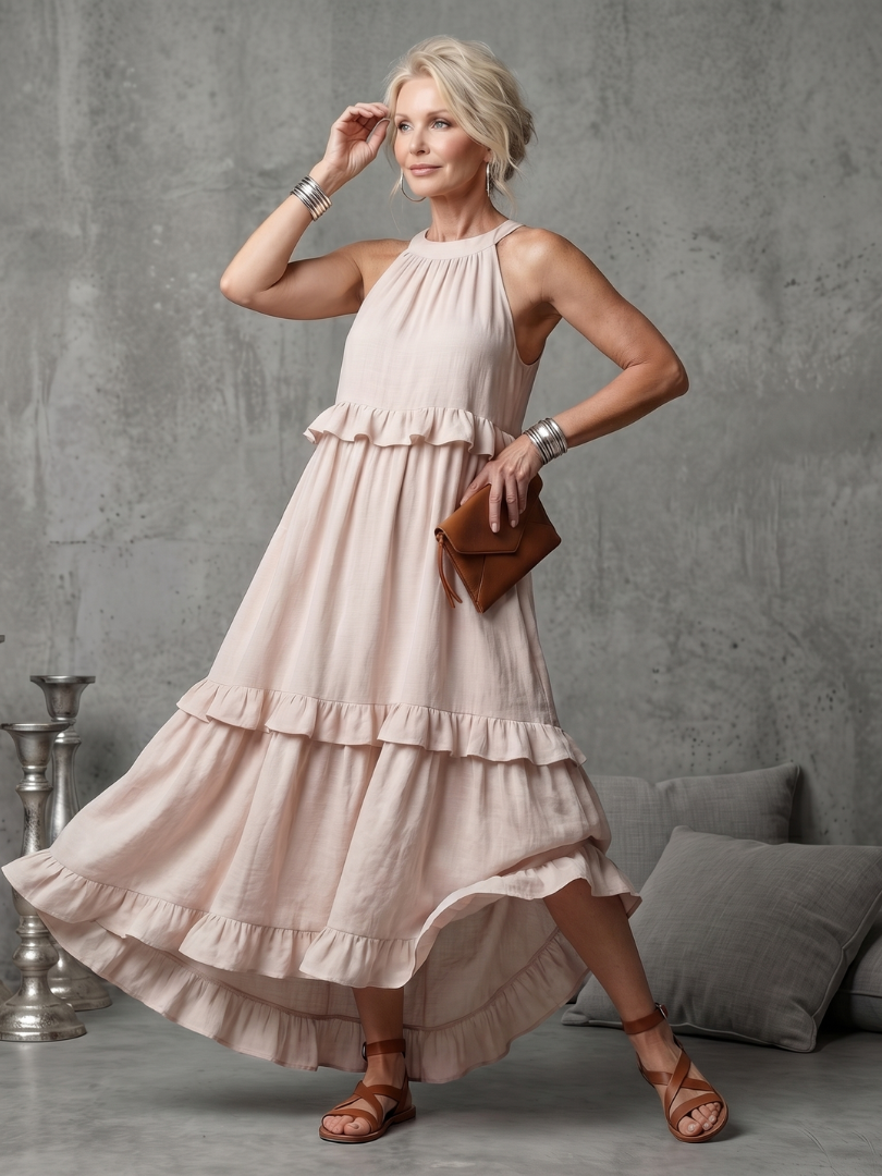Katia | Robe Maxi à Volants en Cascade