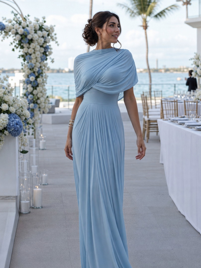 Thael | Robe Maxi à Épaules Dénudées Drapée