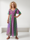 Isia | Robe midi à manches courtes imprimée