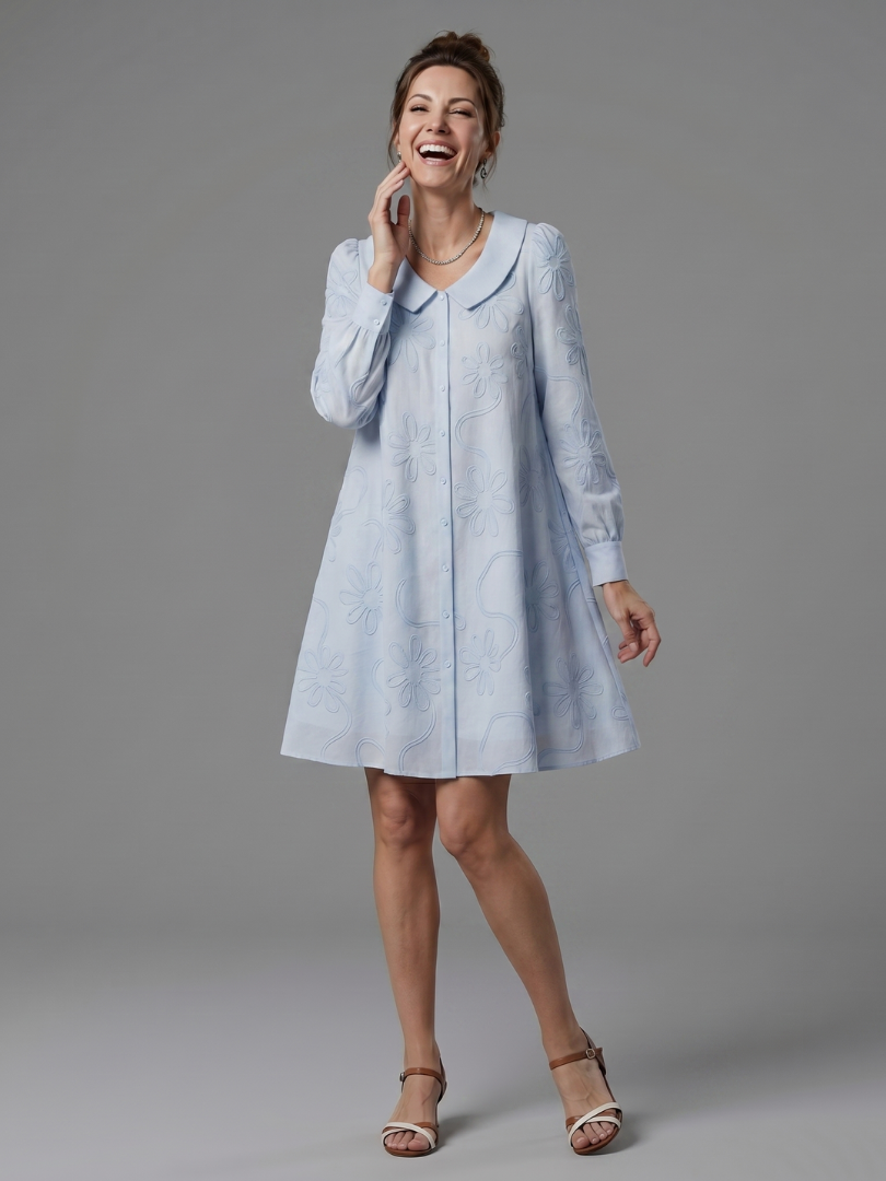 Opale | Robe mi-longue à col boutonné