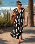 Verain | Robe Midi Fluide Imprimé Abstrait Col V
