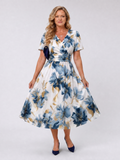 Evans | Robe Midi Enveloppante à Imprimé Floral à Manches Courtes