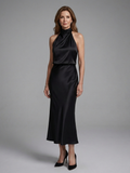 Rivelle | Robe Midi Drapée à Encolure Halter