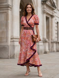 Maia | Robe Midi à Manches Bouffantes Style Wrap