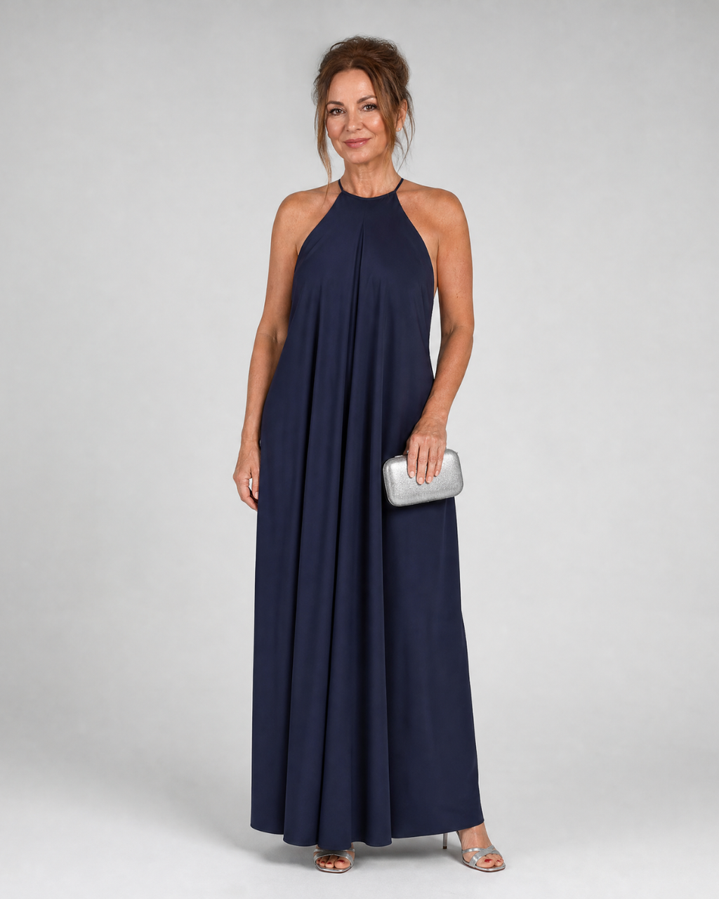 Shotle | Robe Maxi Fluide Sans Manches avec Col Haut