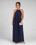 Shotle | Robe Maxi Fluide Sans Manches avec Col Haut