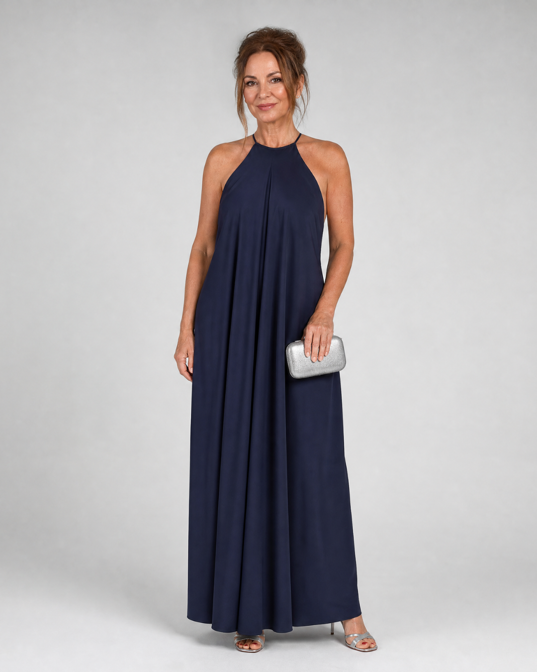 Shotle | Robe Maxi Fluide Sans Manches avec Col Haut