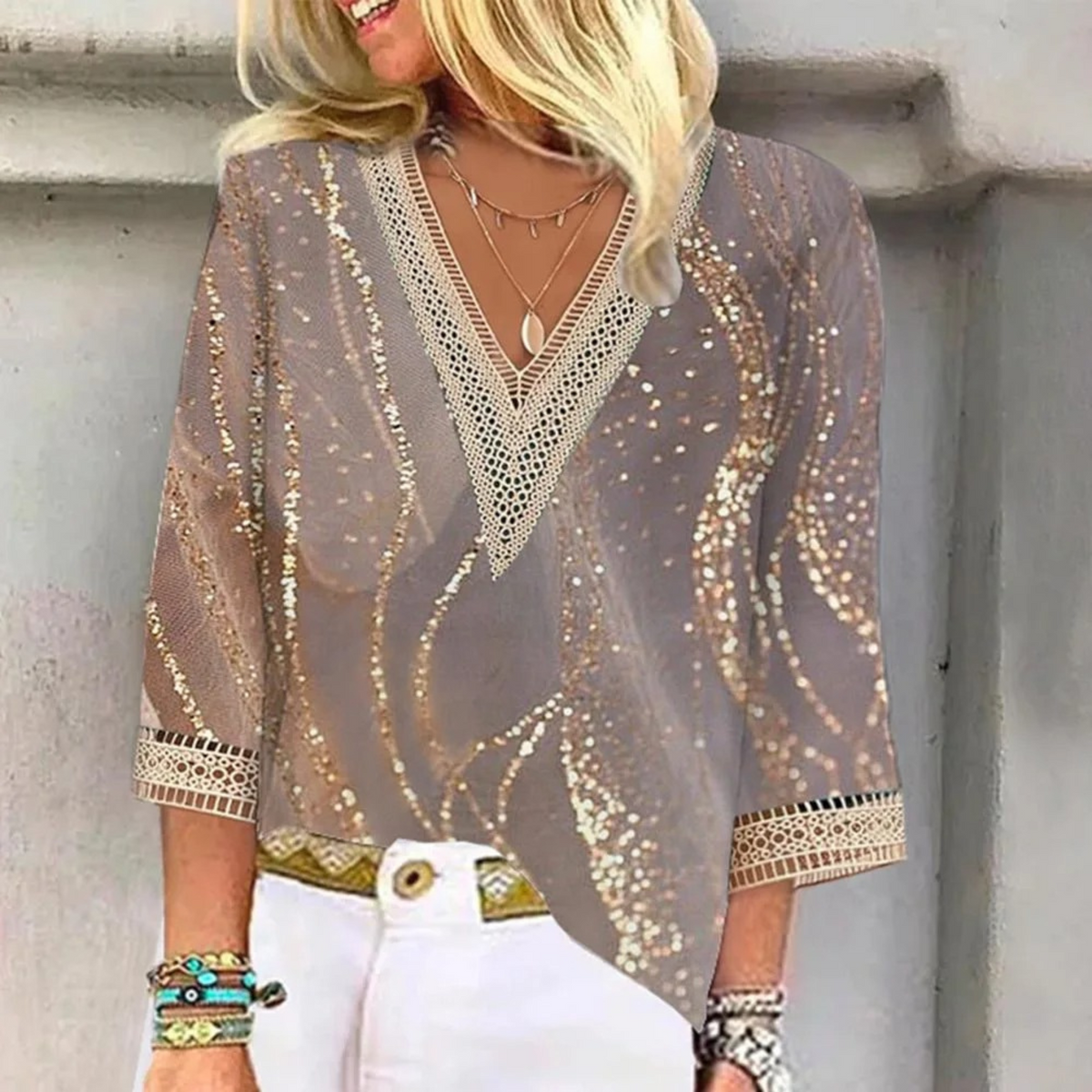 Blandina - Blouse En Chiffon D'Été Avec Détails Délicats
