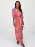 Gia | Robe Midi à Découpe à la Taille à Rayures Verticales