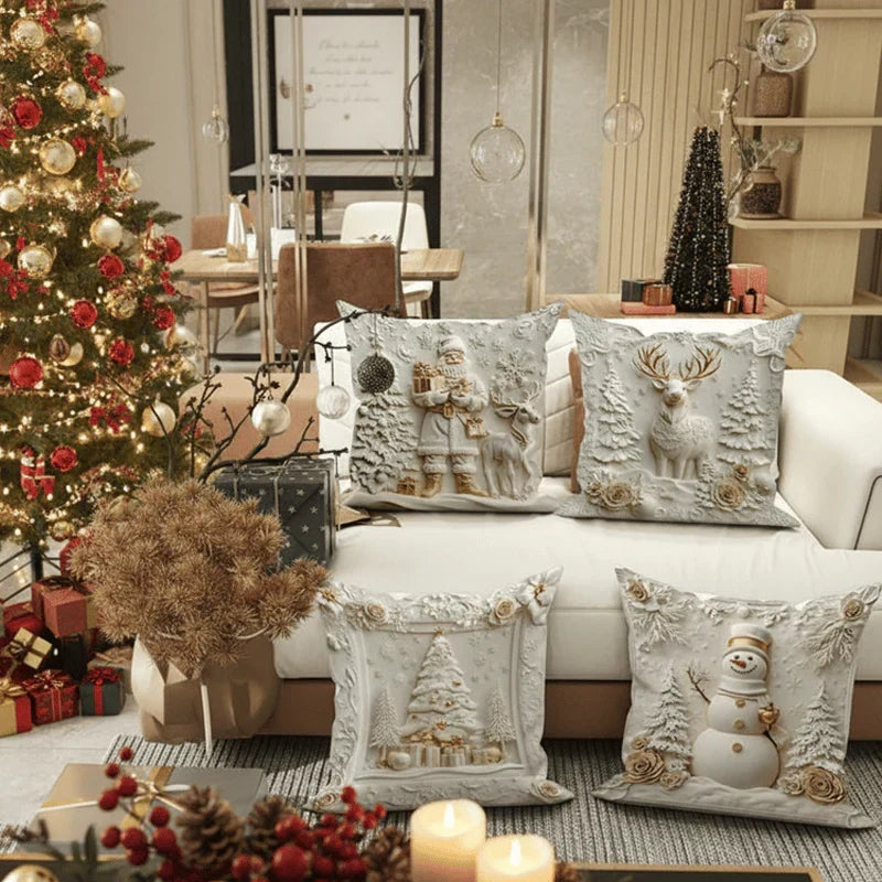 DecorCovers | Ensemble de 4 Housses Décoratives de Noël 3D