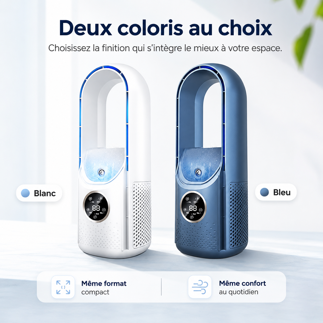 Airevo Refroidisseur d'Air | Ventilateur USB Sans Lame | 6 Niveaux | Silencieux & Avec Minuterie | Humidification de l'Air