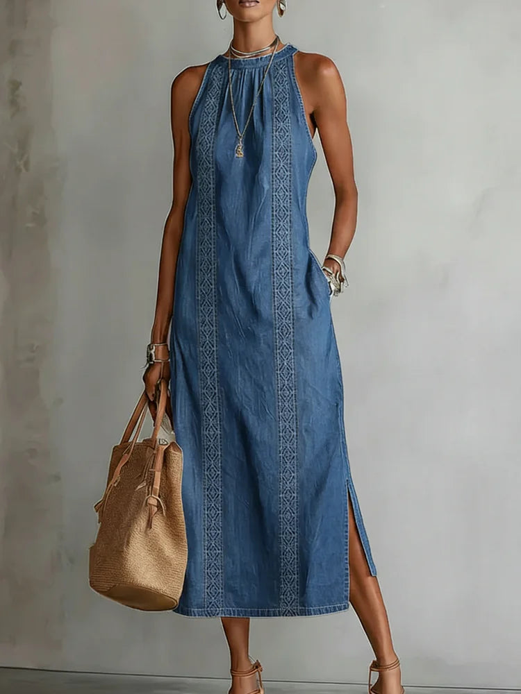 Julia | Robe en Jean avec Détails en Dentelle Vintage
